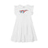Moschino White Glasses Print Ruffled Dress
